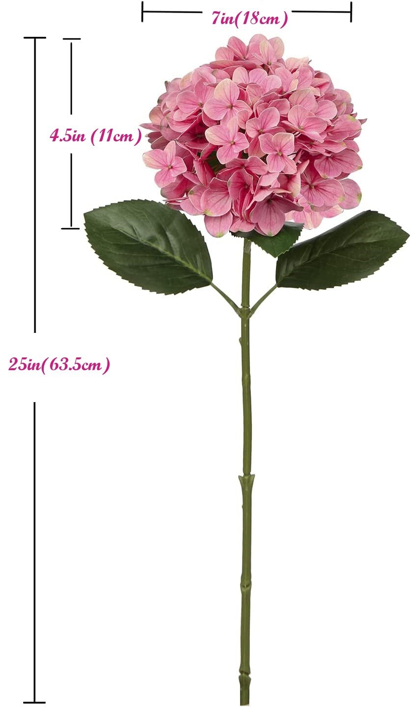 3pcs 25in Artificial Realistic Hydrangea Flowers 3D Real Touch 25in Extra Long