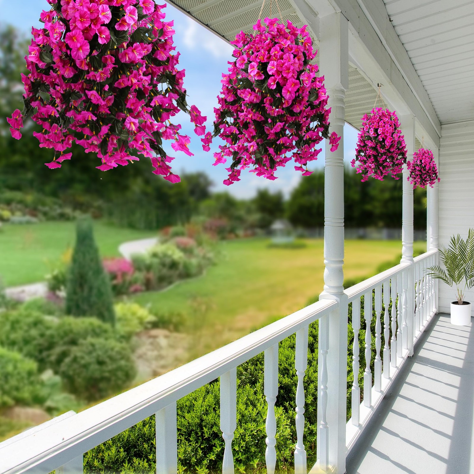 Artificial Fake Hanging Flowers Plants for Outdoor Outside Spring Summer Deco…