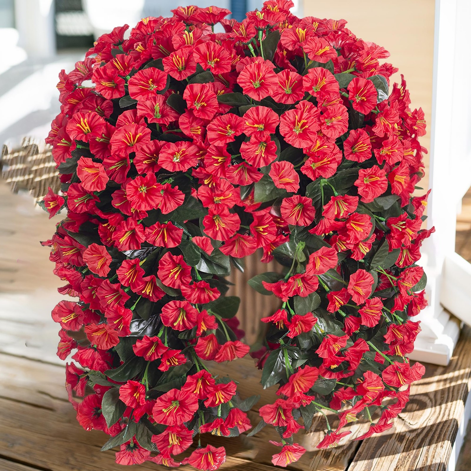 Artificial Faux Hanging Flowers Plants for Winter Christmas Outdoor Outside D…