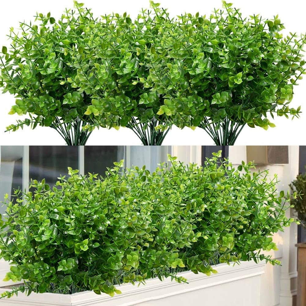 Artificial Flowers for Outdoors 12 Bundles UV Resistant Boxwood Shrubs Artificia