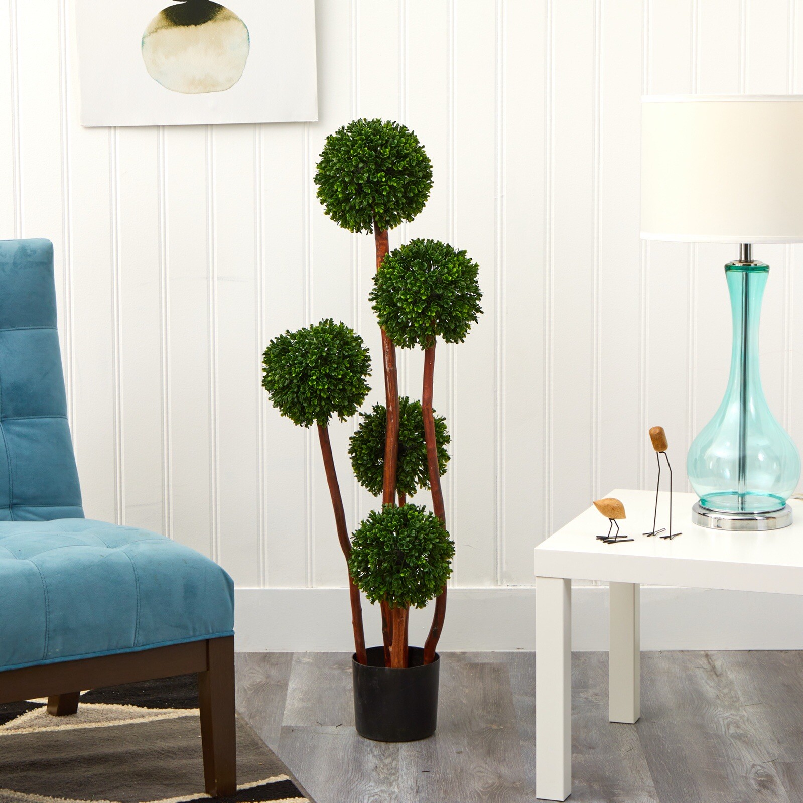 4’ Boxwood Topiary Artificial Tree w/420 Lvs UV (Indoor/Outdoor). Retail $179