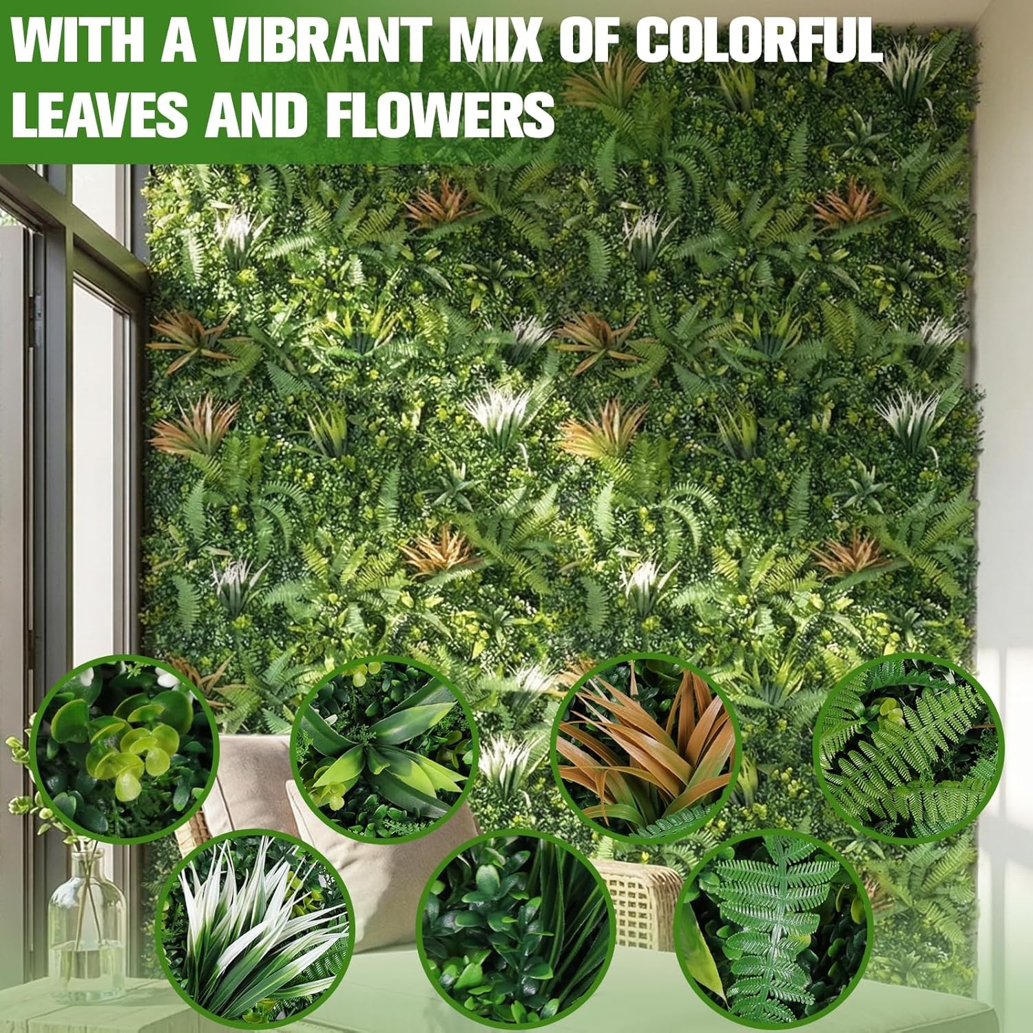 3 Pack 40×40 in Faux Greenery UV Resistant Privacy Fence Screen Faux Wall Panel