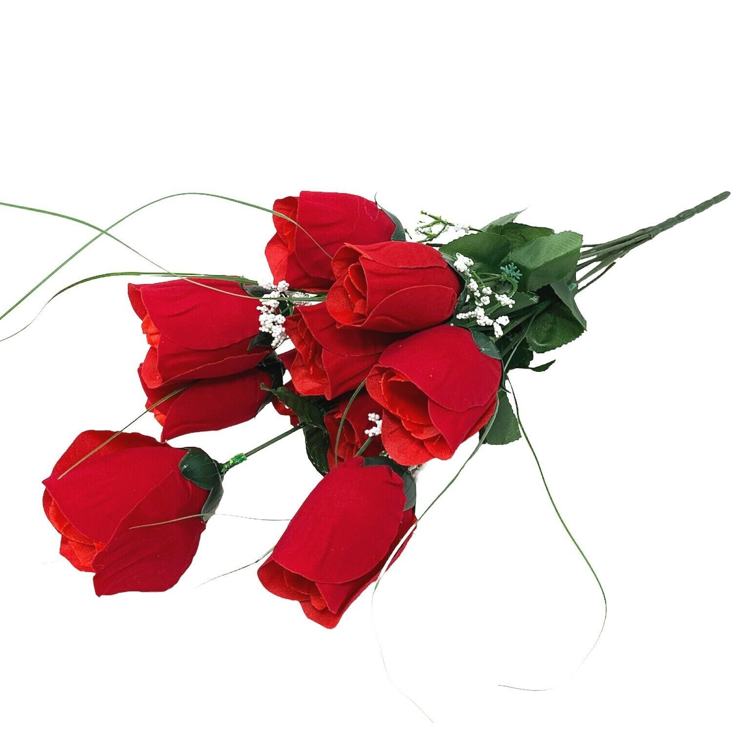 20 Red Rose Buds, Artificial Silk Flowers, Wedding Bouquets, Home, Faux Roses