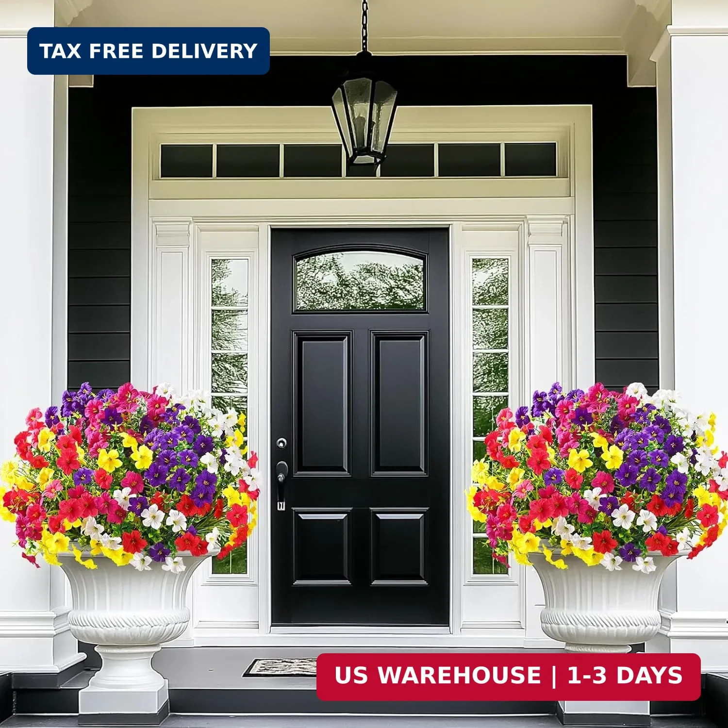 Artificial Flowers for Outdoors, 12 Bundles Mixed Color Artificial Petunias Fake