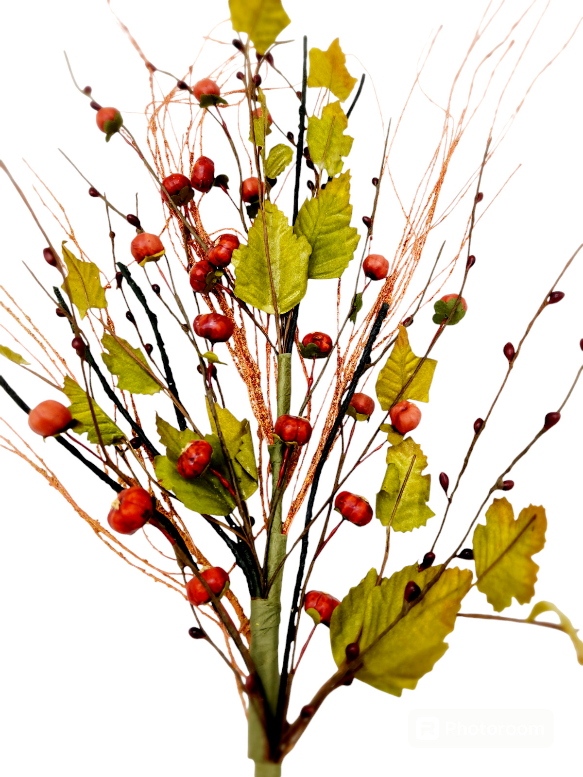 Orange and Green Color Artificial Pumpkin Berry Picks Spray Fall Home Decor B097