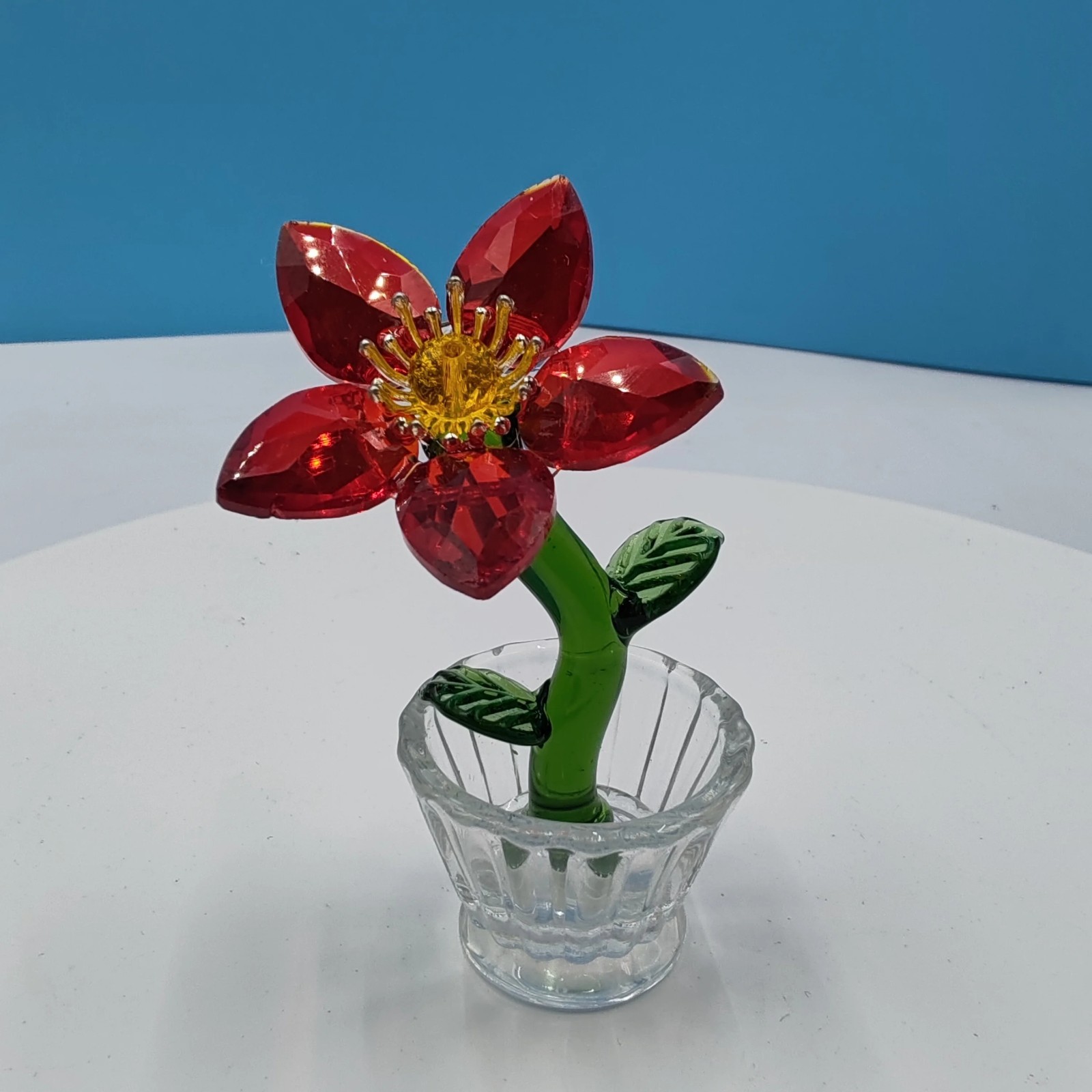 Crystal Flower Ornament Glass Sunflower Orchid Desktop Office Décor