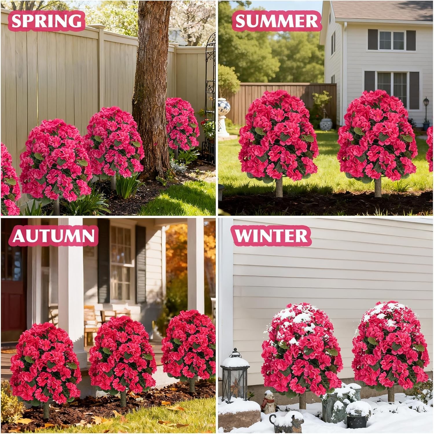 Artificial Topiary Flower Balls Outdoor Set of 2, UV Resistant Faux Outdoor P…