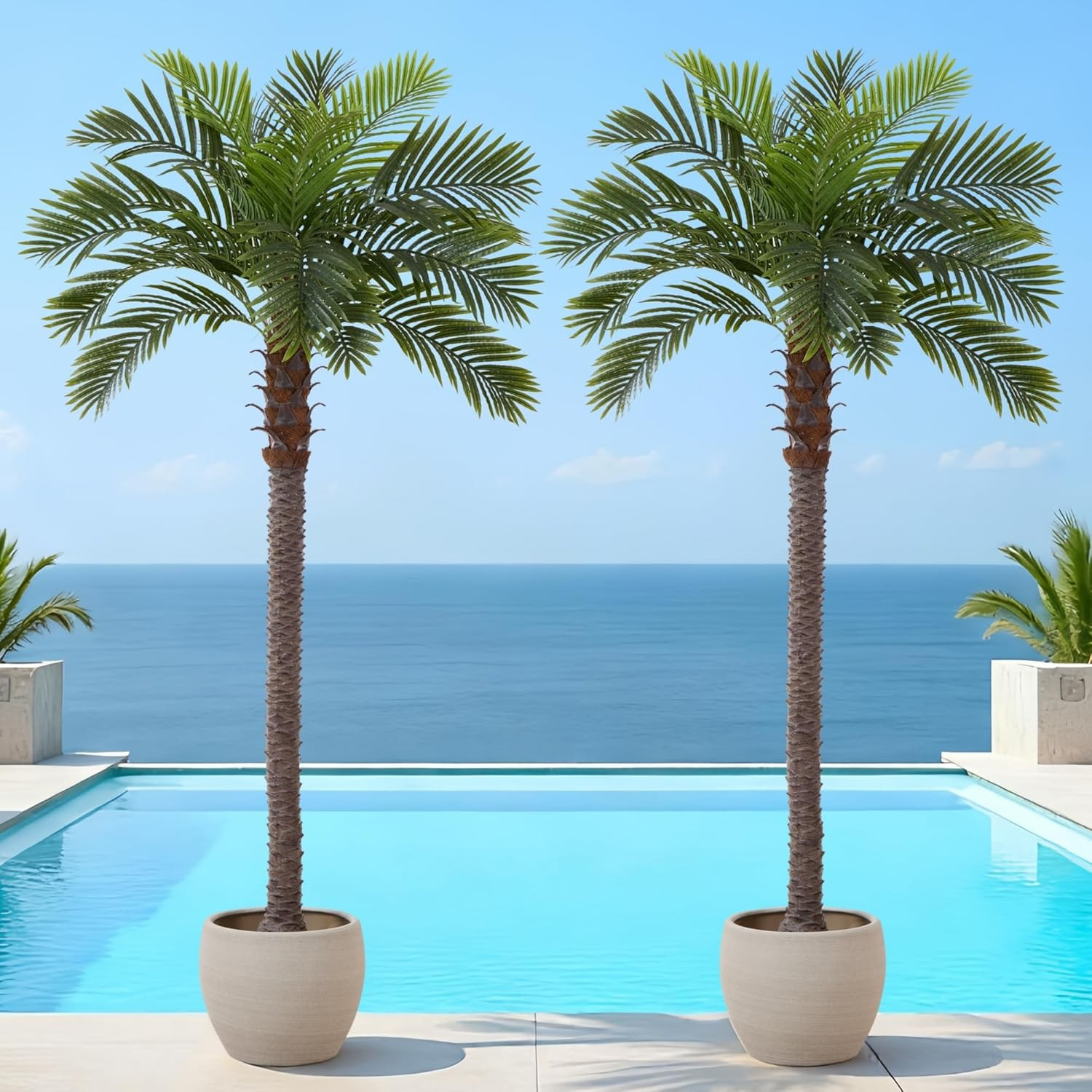 6FT Tall Artificial Palm Trees, Potted Plant (2 Pack) Tropical Areca Palm, UV Re