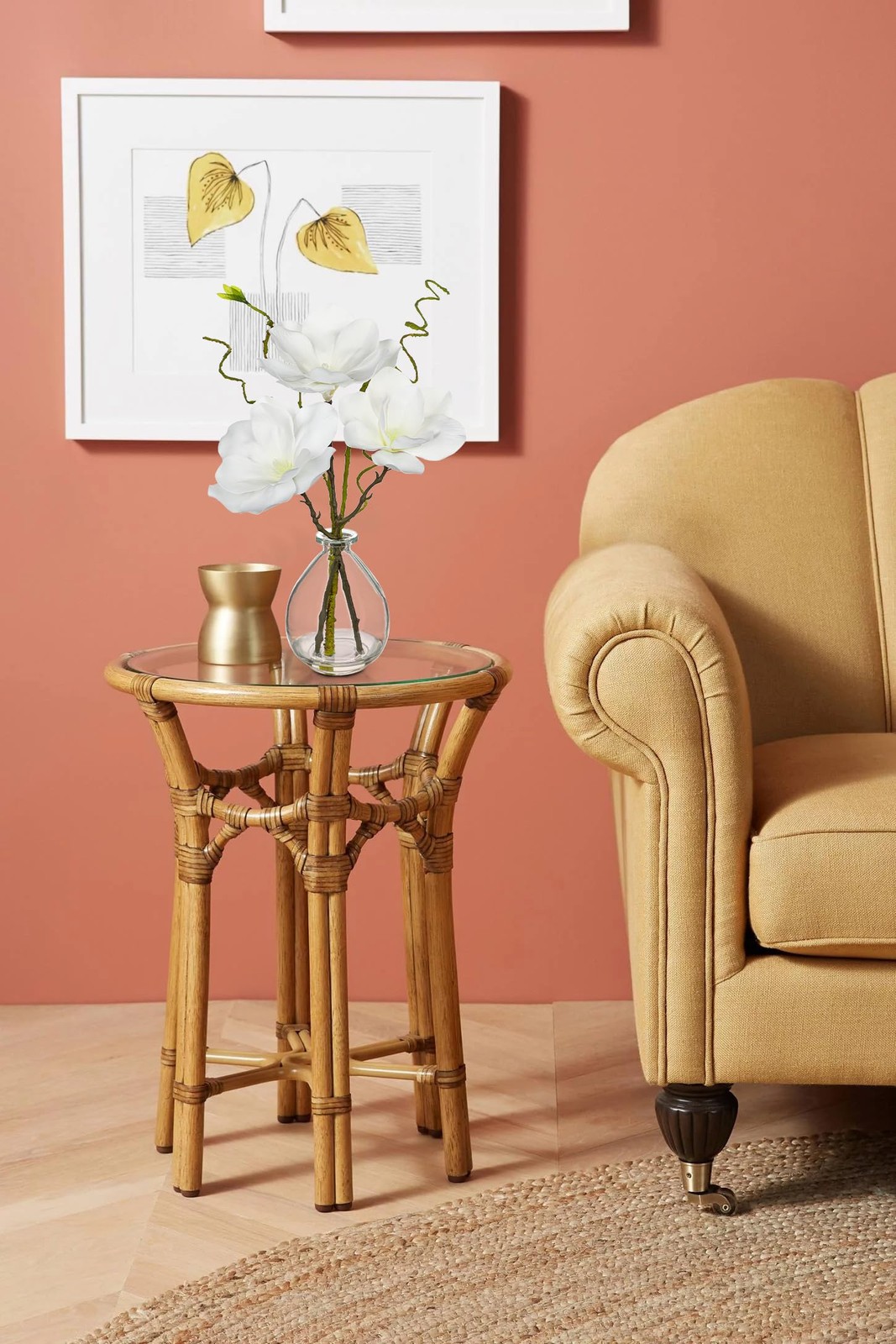 DILATATA Faux Flowers in Vase 14.5″ Magnolias Flowers Arrangement with Faux W…