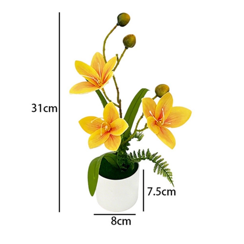 Plastic Artificial Magnolia Bonsai Flower White Pink Red Spots Yellow 8 8 31 cm