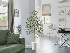 Artificial Eucalyptus Tree, 5ft Tall Mordern Fake Eucalyptus Plant with Basket,