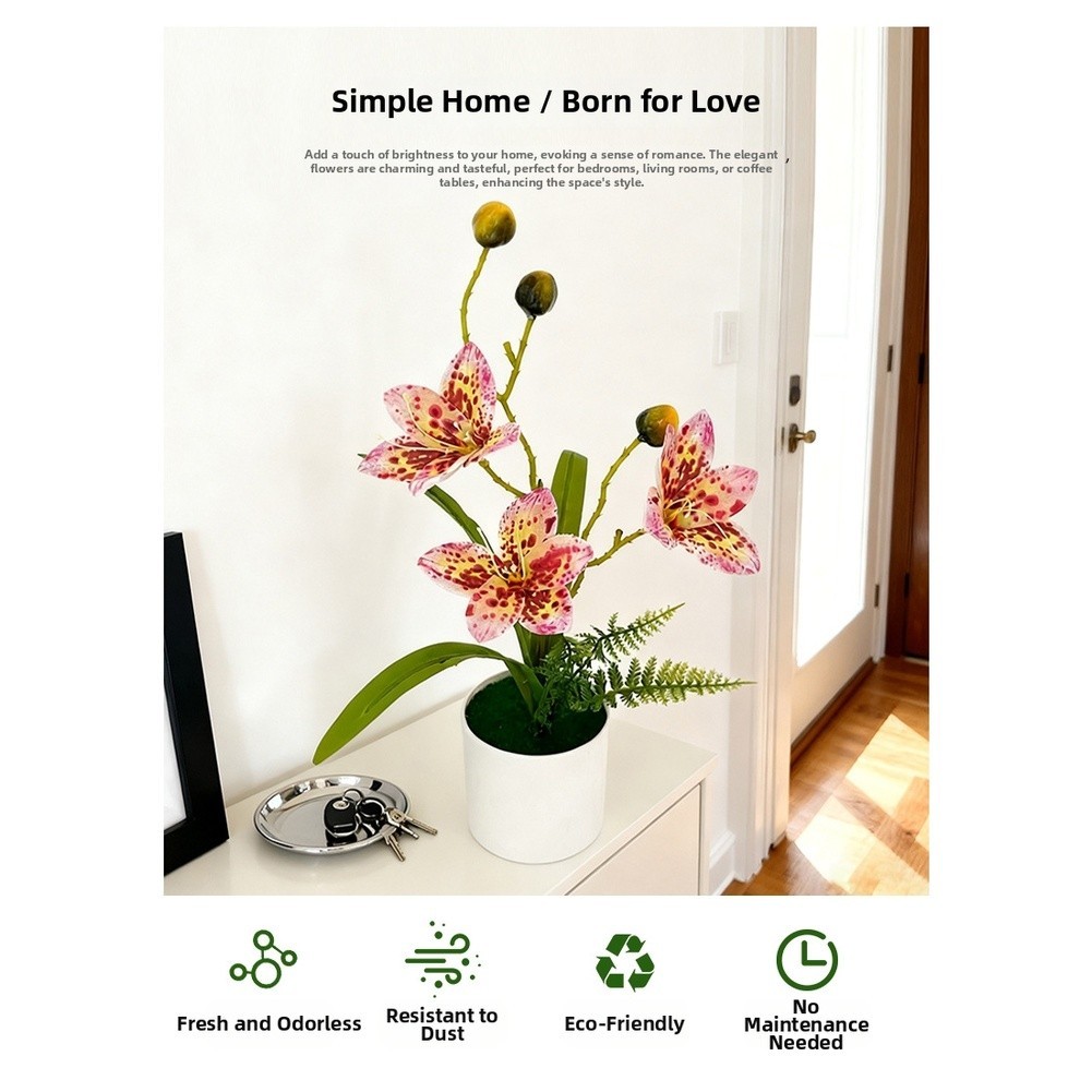 Plastic Artificial Magnolia Bonsai Flower White Pink Red Spots Yellow 8 8 31 cm