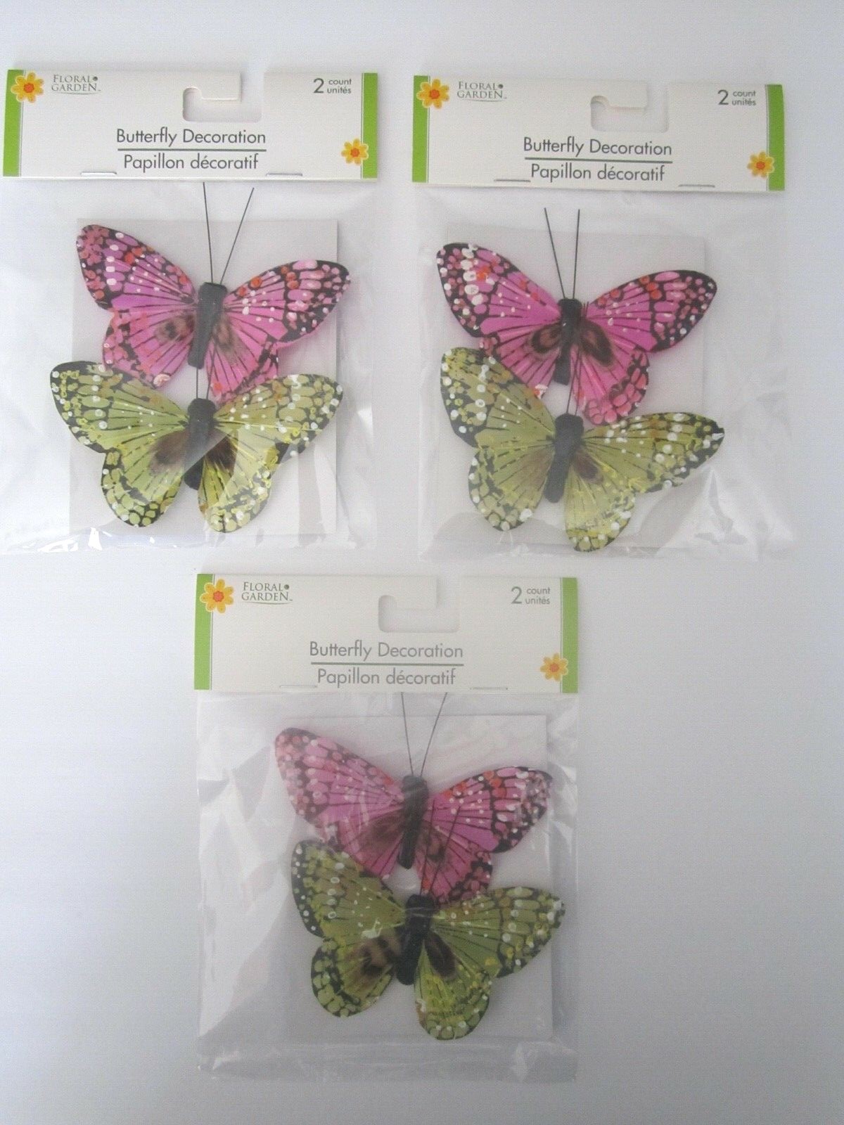 Floral Garden 6 Beautiful Life Like Multi Colorful Butterflies 4″ x 2 1/2″ New!