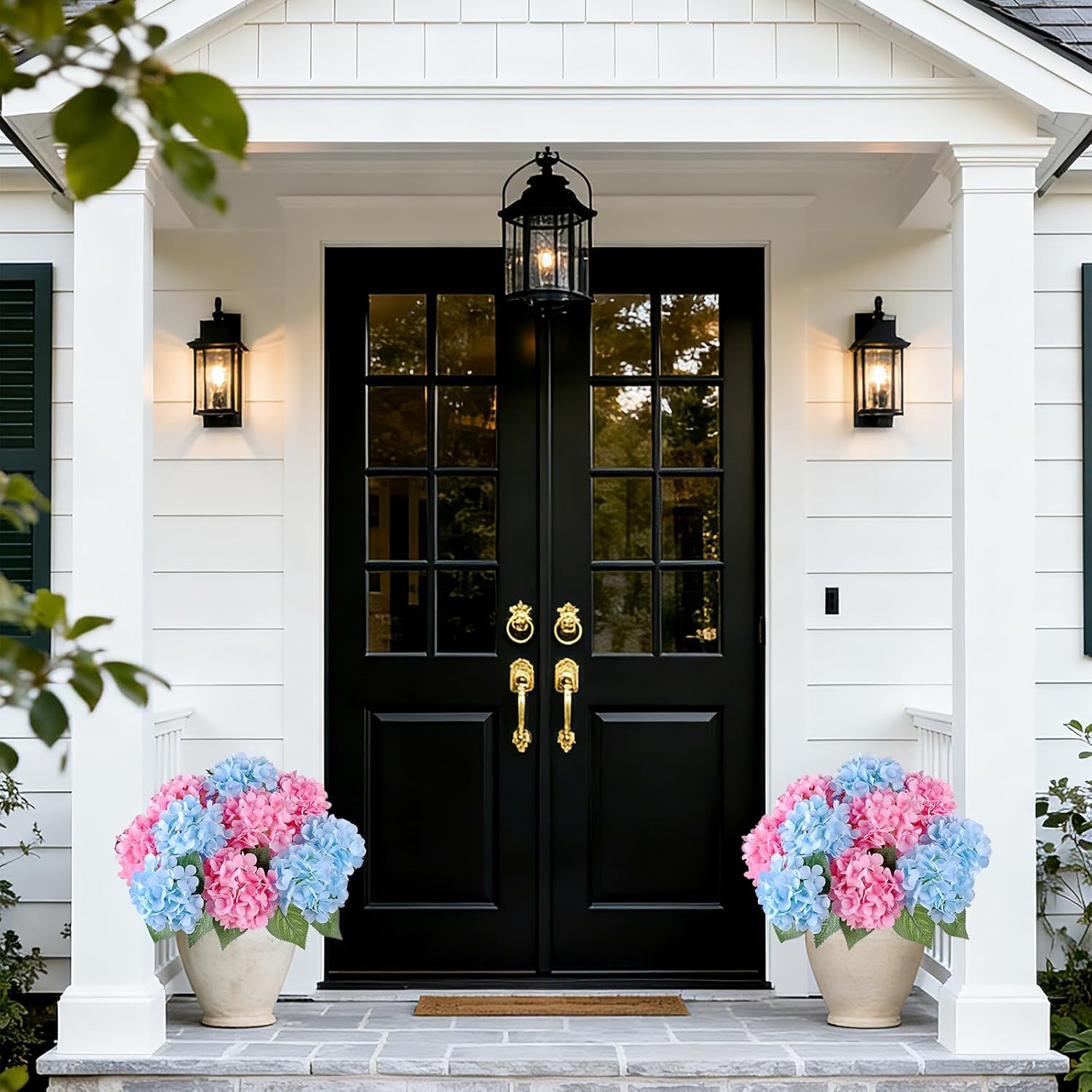 6 Bundles UV Resistant Faux Hydrangea Flowers for Home & Garden Decor