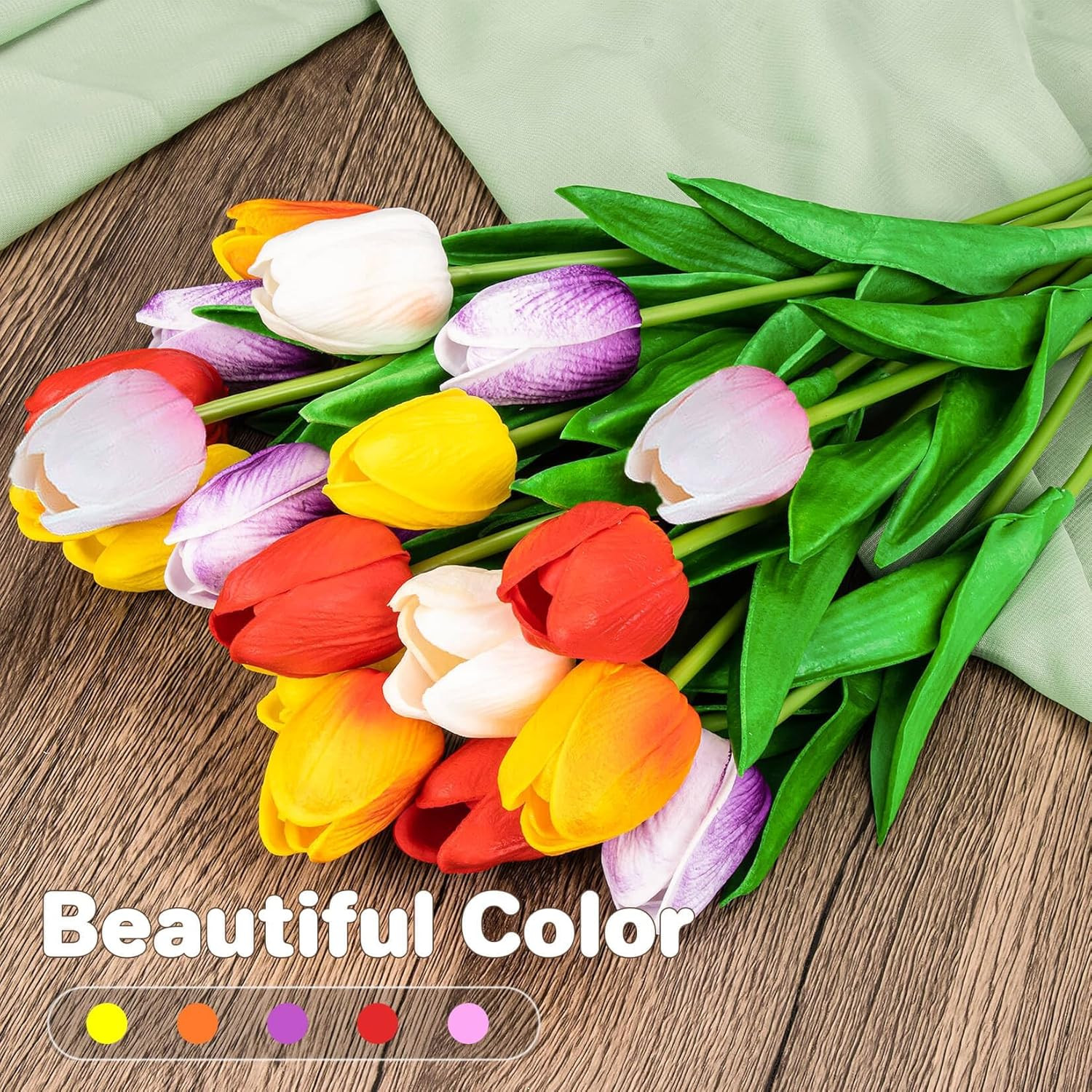 Real Touch Artificial Tulips Faux Flower Bouquet Wedding Spring Decor