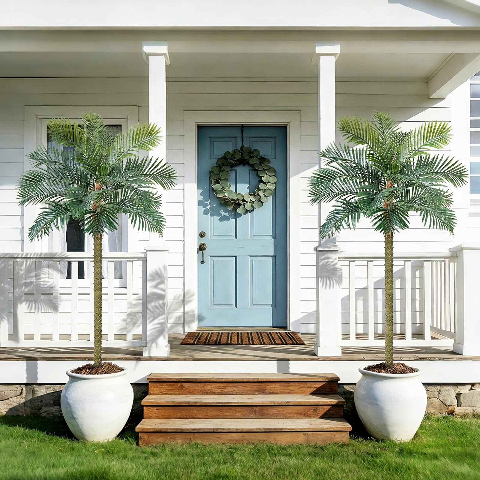 8FT Artificial Palm Tree for Outdoor & Indoor Decor – Tall Large UV Resistant…