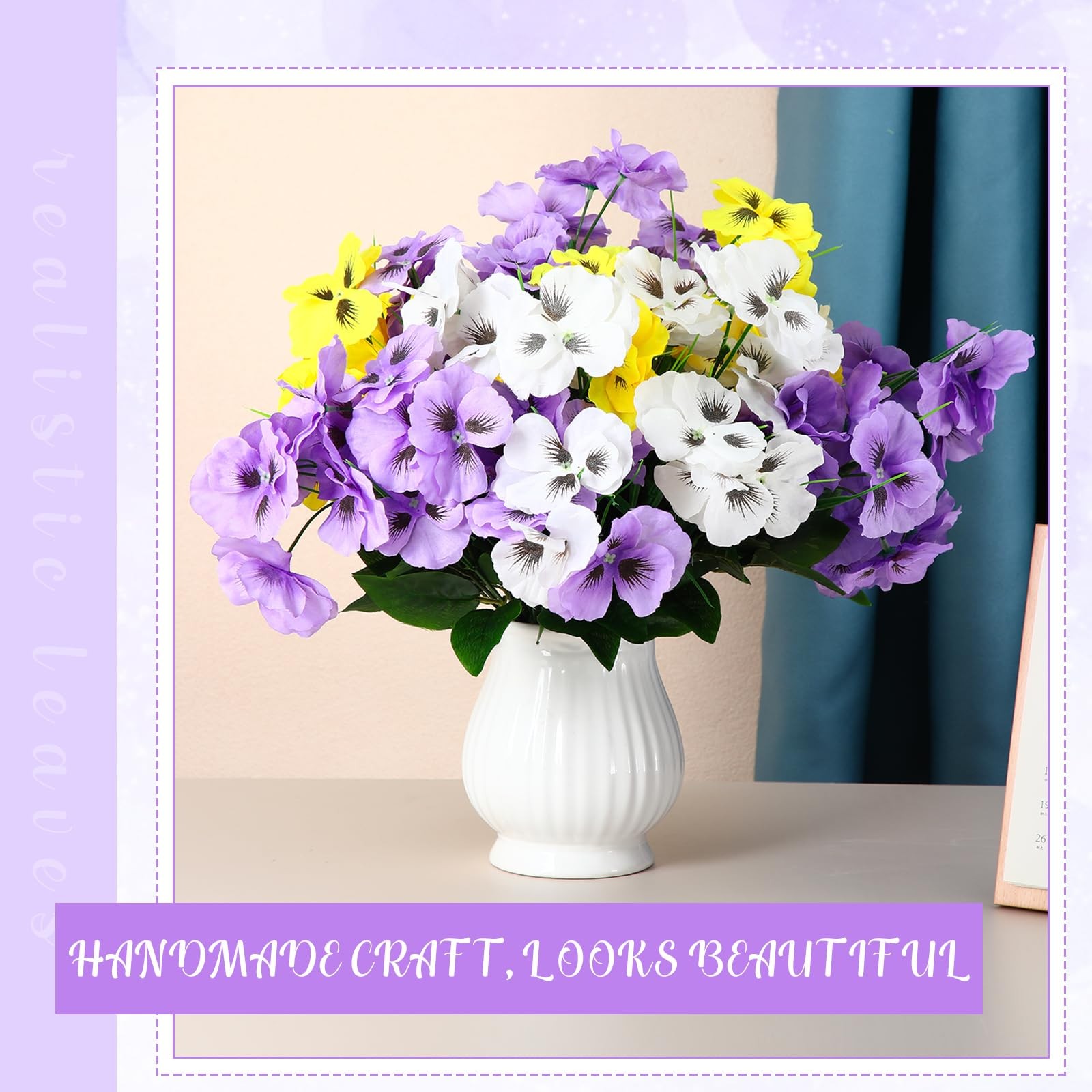 50 Pcs Artificial Pansies Flowers Silk Faux Pansy Bulk for Home Garden Patio …