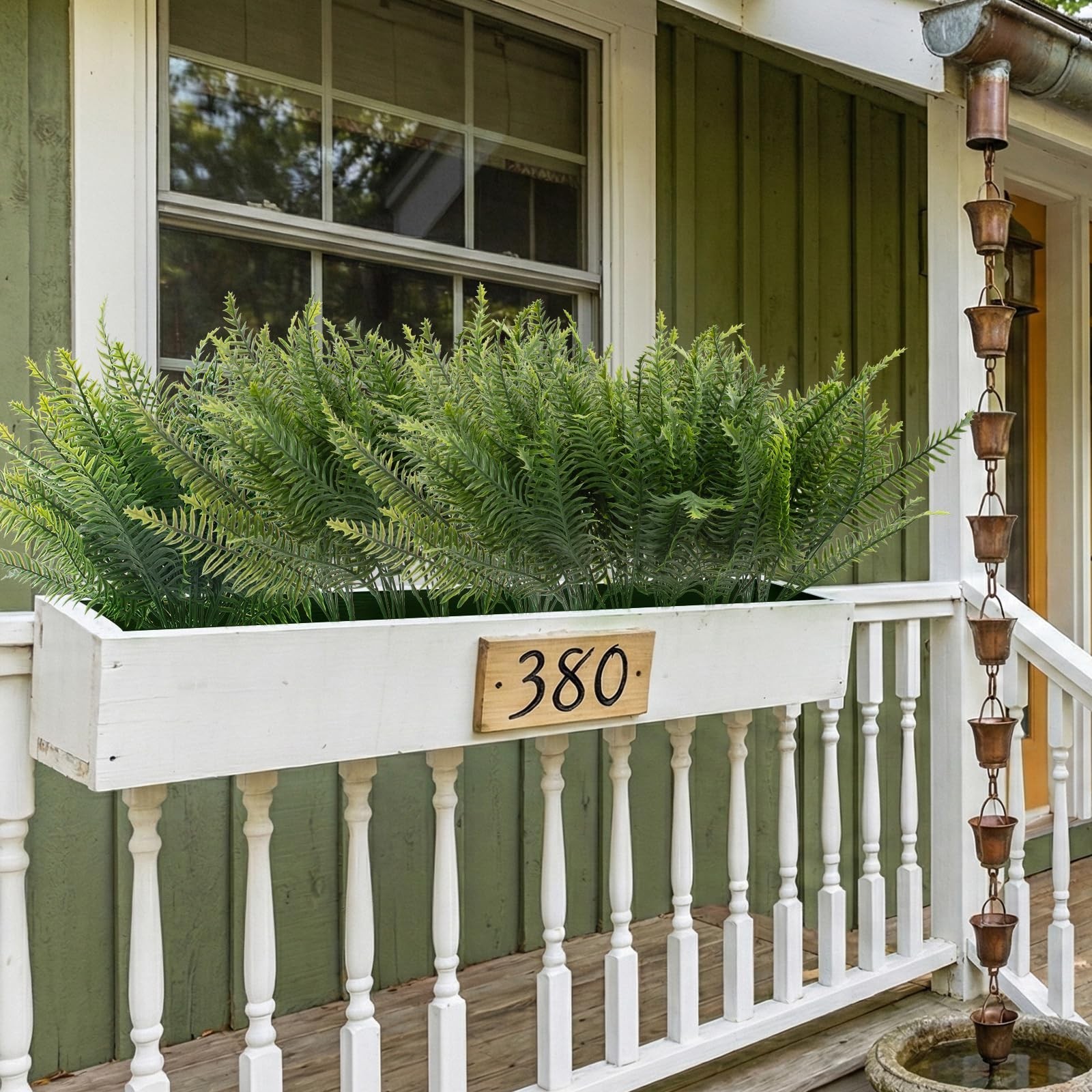 12 Pcs UV Resistant Fake Ferns – Artificial Greenery for Garden, Patio & Porch D