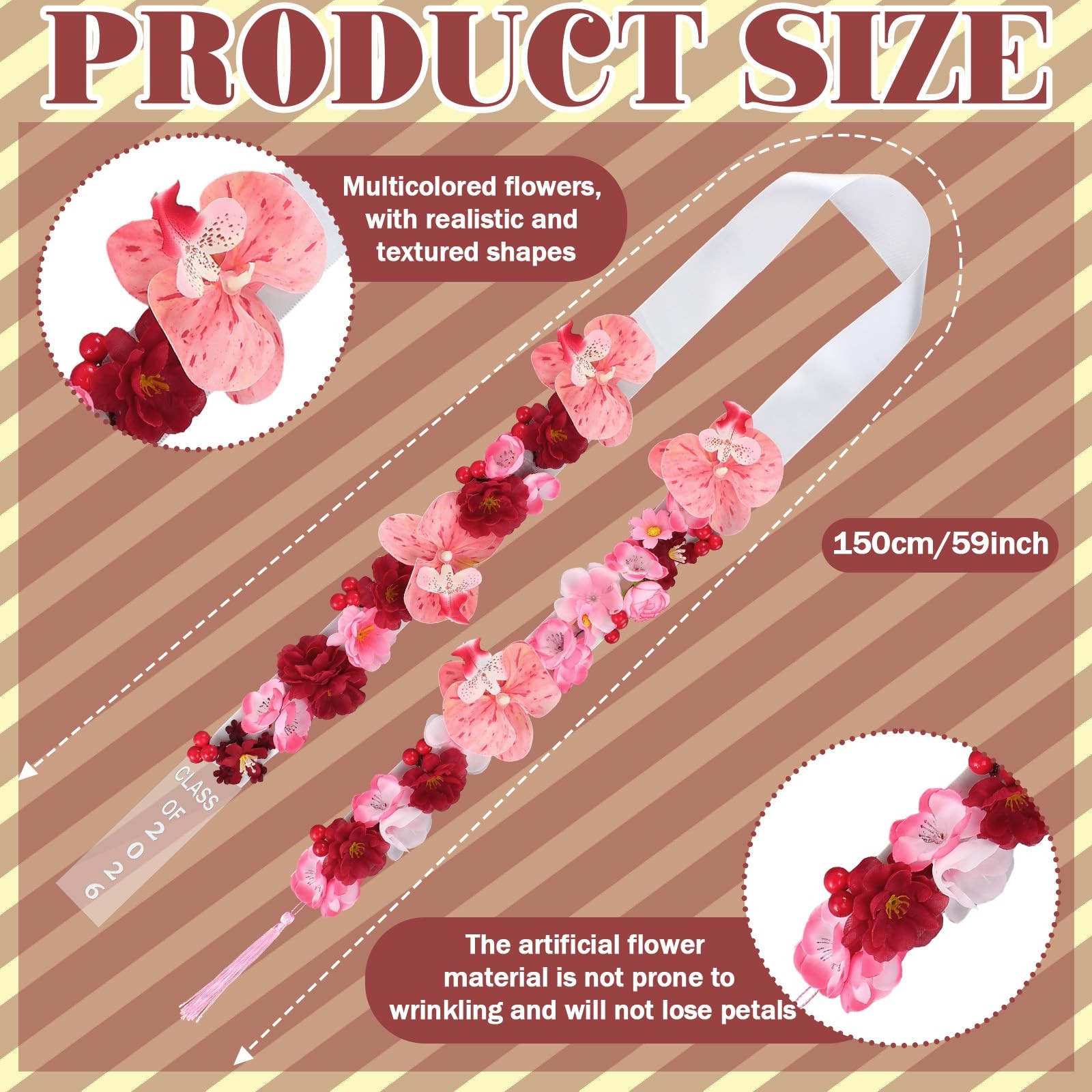 1 Pcs Graduation Lei 2026 Artificial Graduation Candy Lei Ribbon Phalaenopsis…