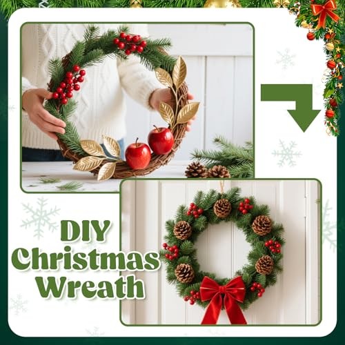 50 Pcs Artificial Pine Branches for Christmas Decorations,42 pcs Christmas