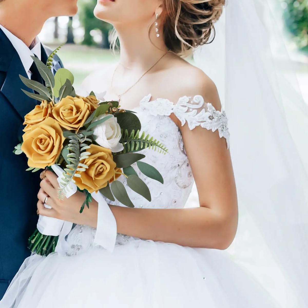 Gold Foam Rose Artificial Flowers Faux Bulk Bouquets Centerpieces 100 PCS