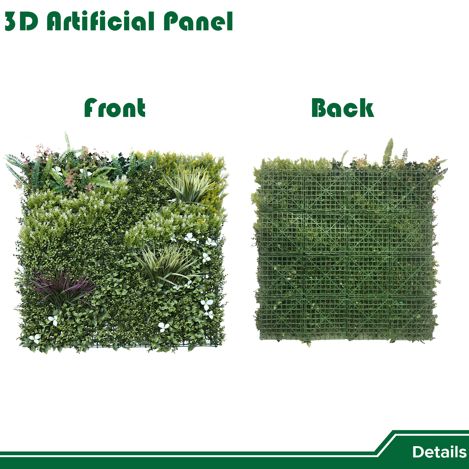 40″ Artificial Grass Mats 3D Mixed Plant Wall Ledge Decor For Home Festival #4