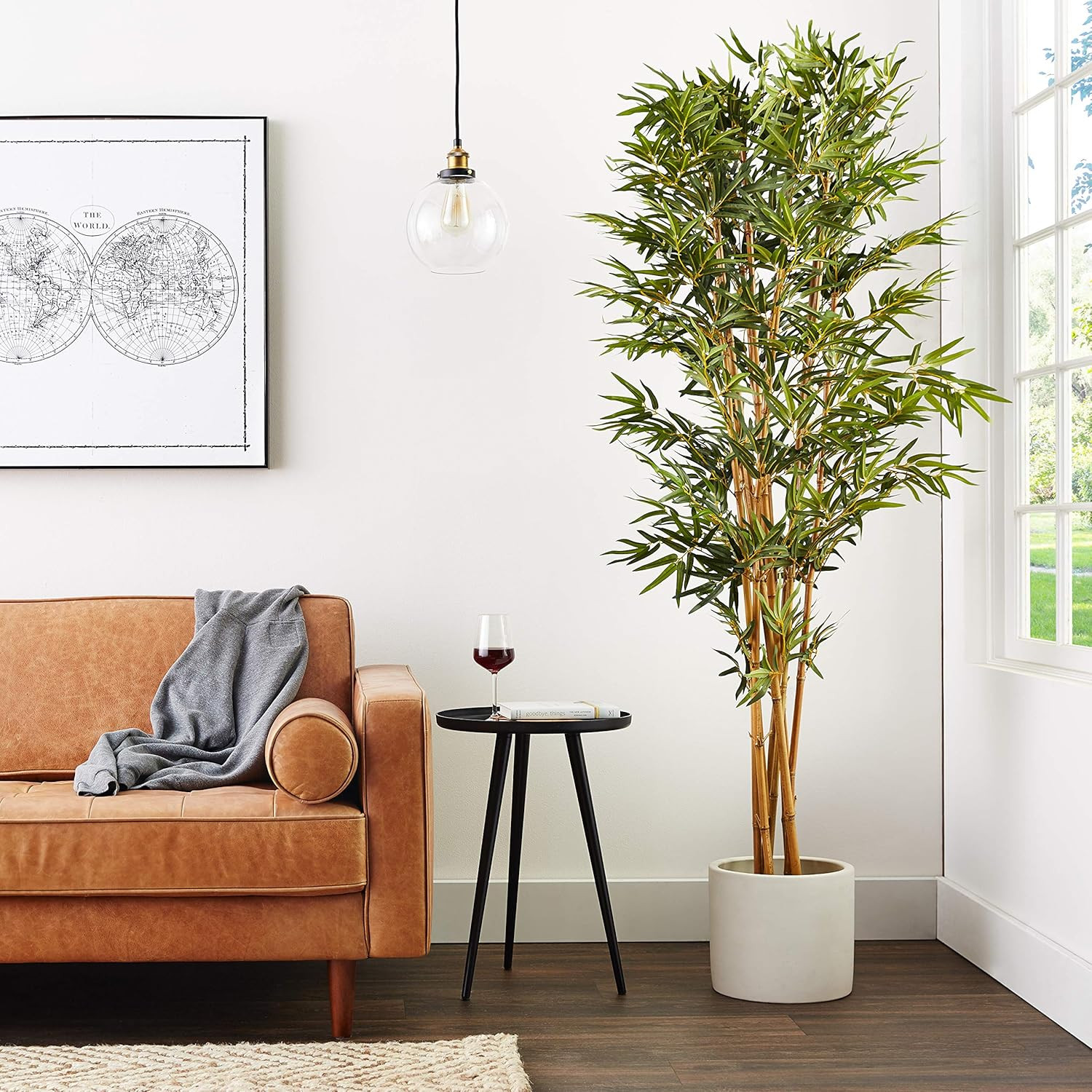 Lifelike 6Ft Curved Bamboo Silk Tree – Perfect for Home or Office Decor