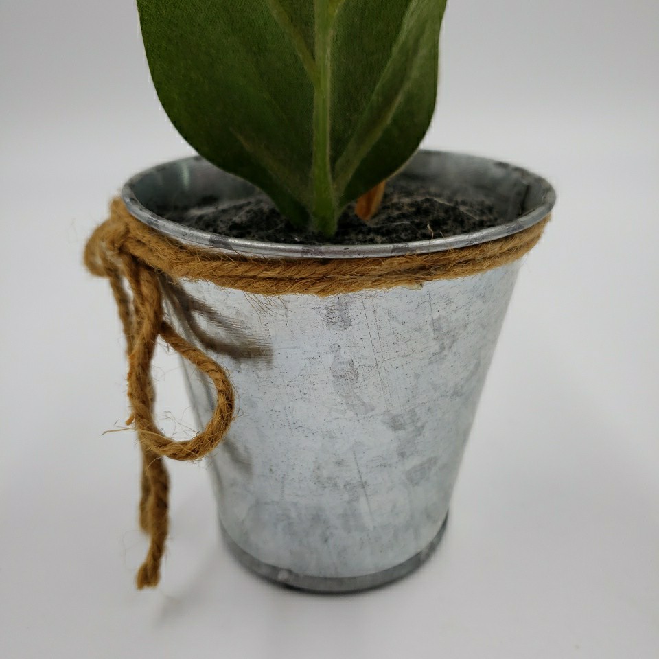 Artificial Flower Arrangement Rustic Metal Pot Farmhouse Cottage Floral Decor