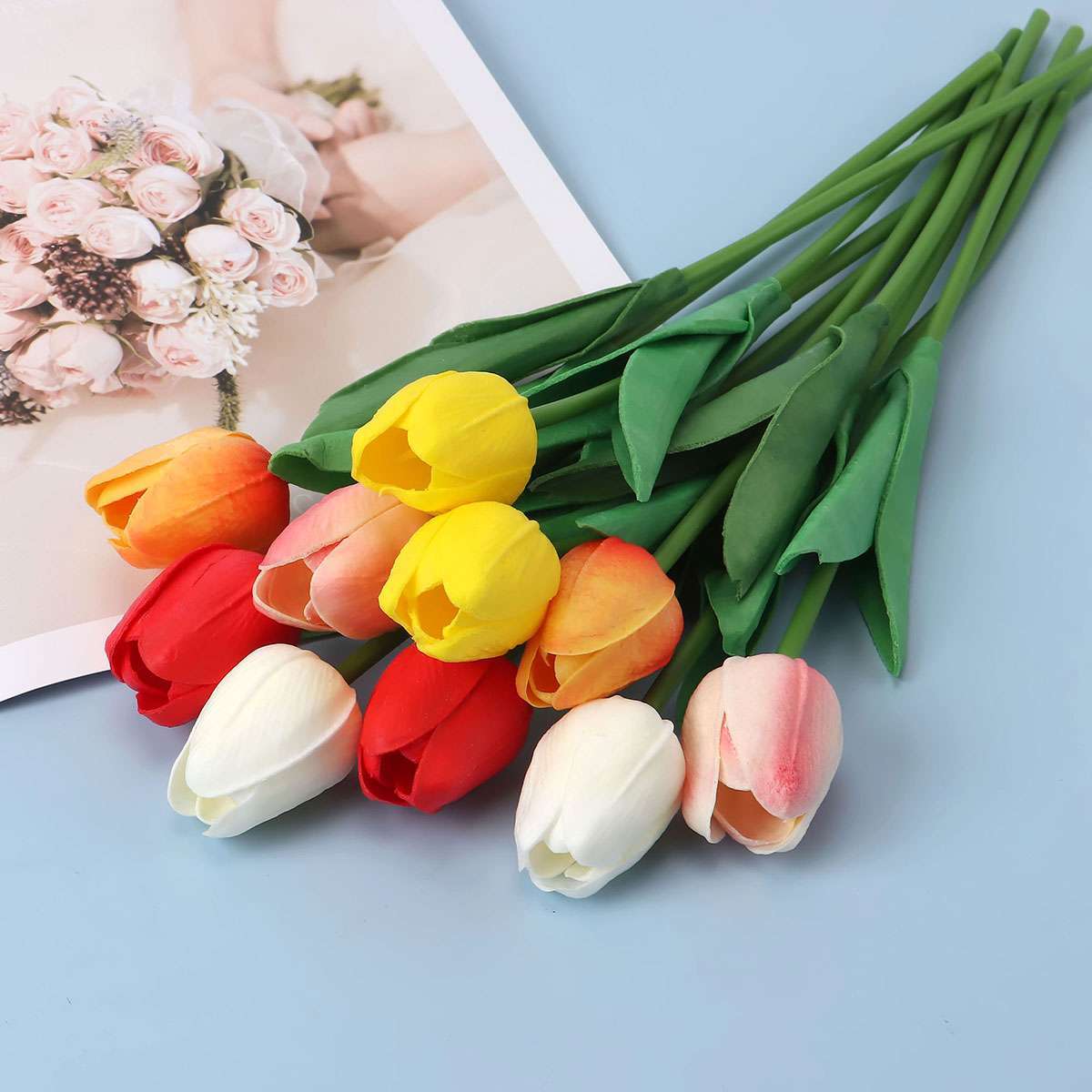 5X Real Touch Artificial Tulips Bouquet Bridal Home Wedding Party Festival Decor