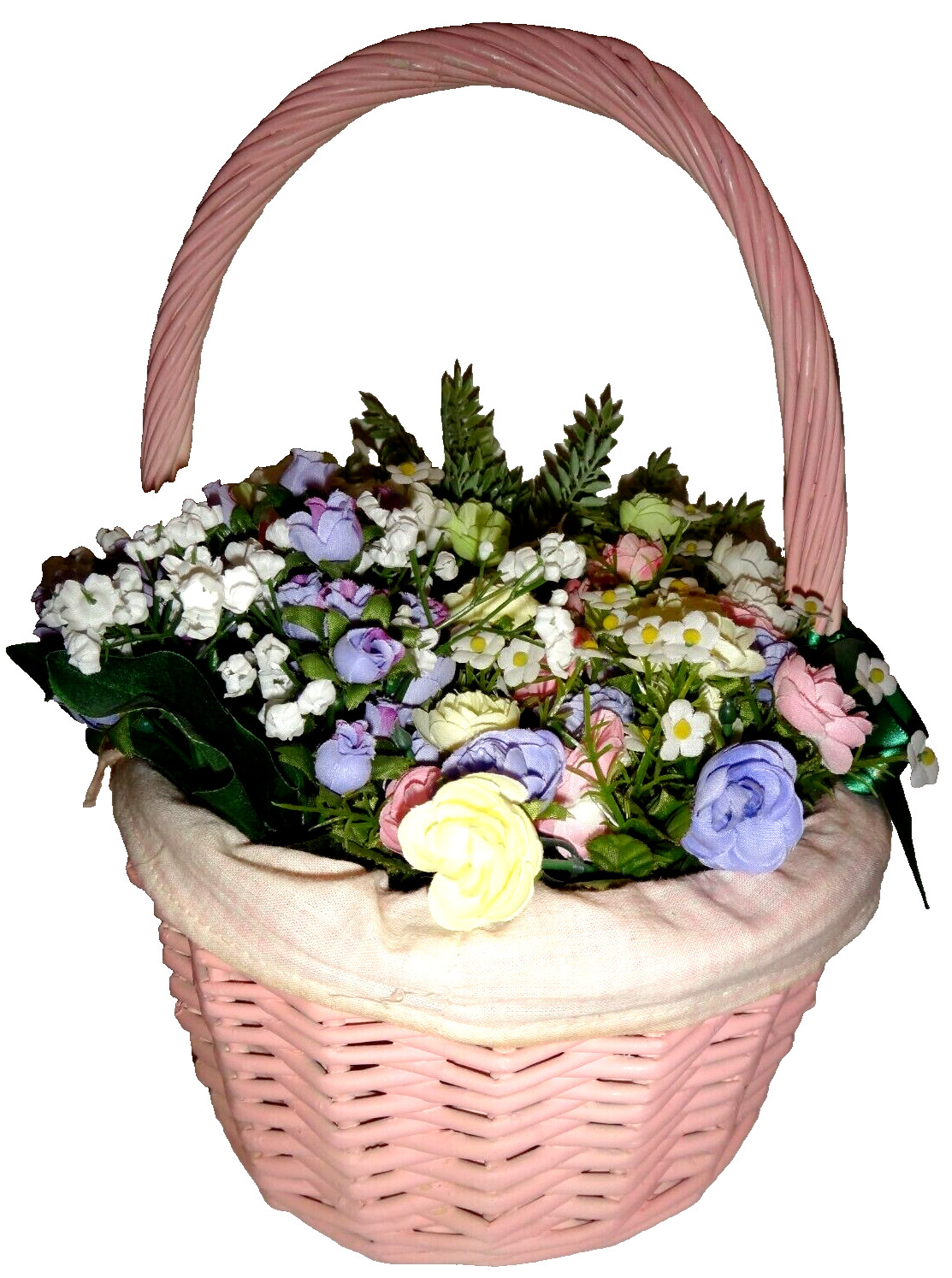 Artificial Multi-color Flowers & Leafs in Pink Wooden Bucket 13.5″ x 14″ x 10″