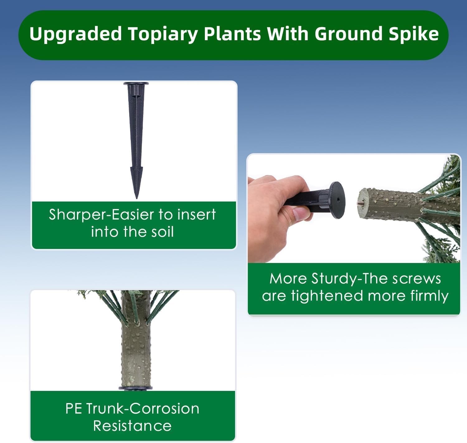 2Pcs 19.6” Artificial Topiary Trees Red Fruits Bushes with Ground Spike Outdoor