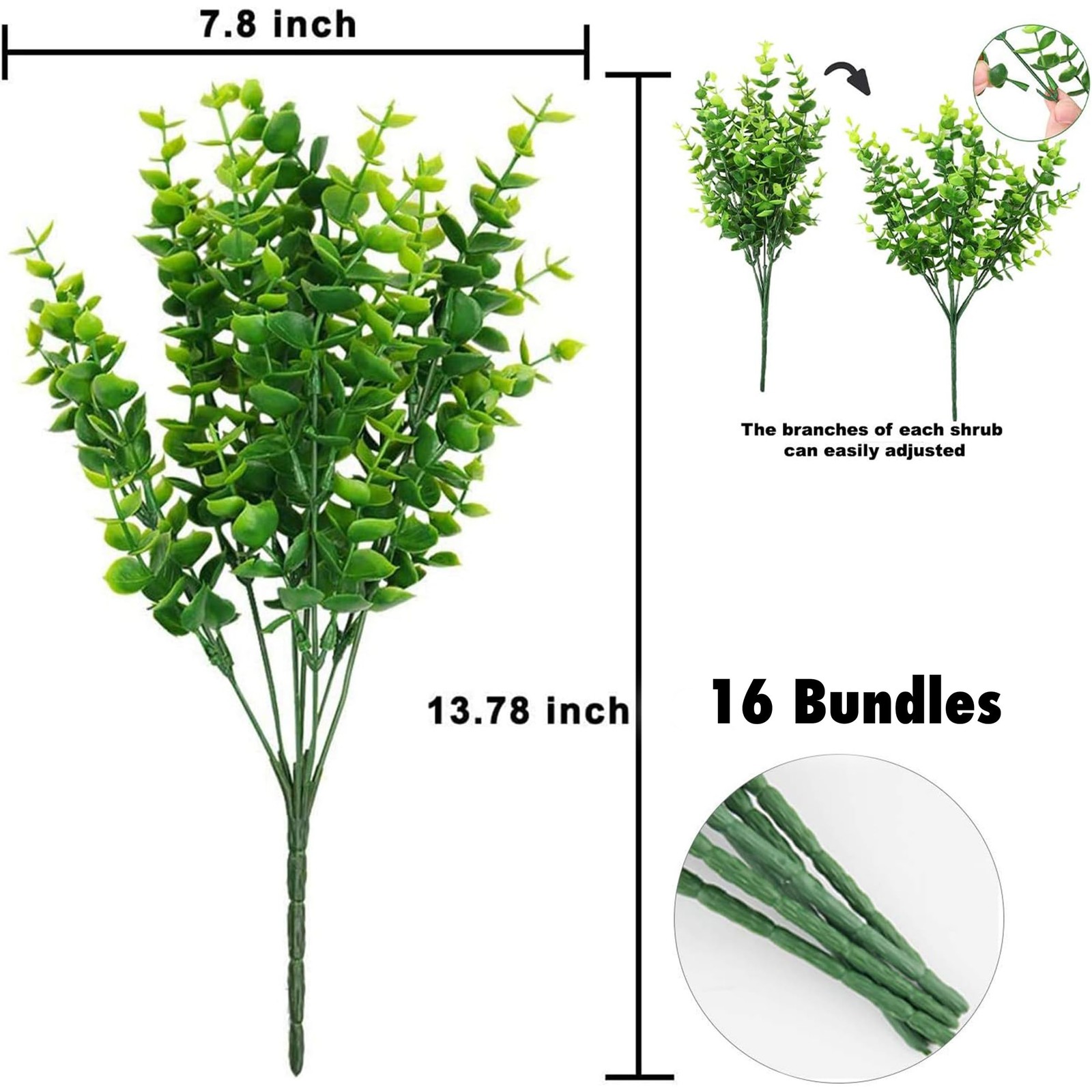 Fake Plants Flowers Outdoor Artificial Shrubs – 16 Bundles UV Resistant No Fa…
