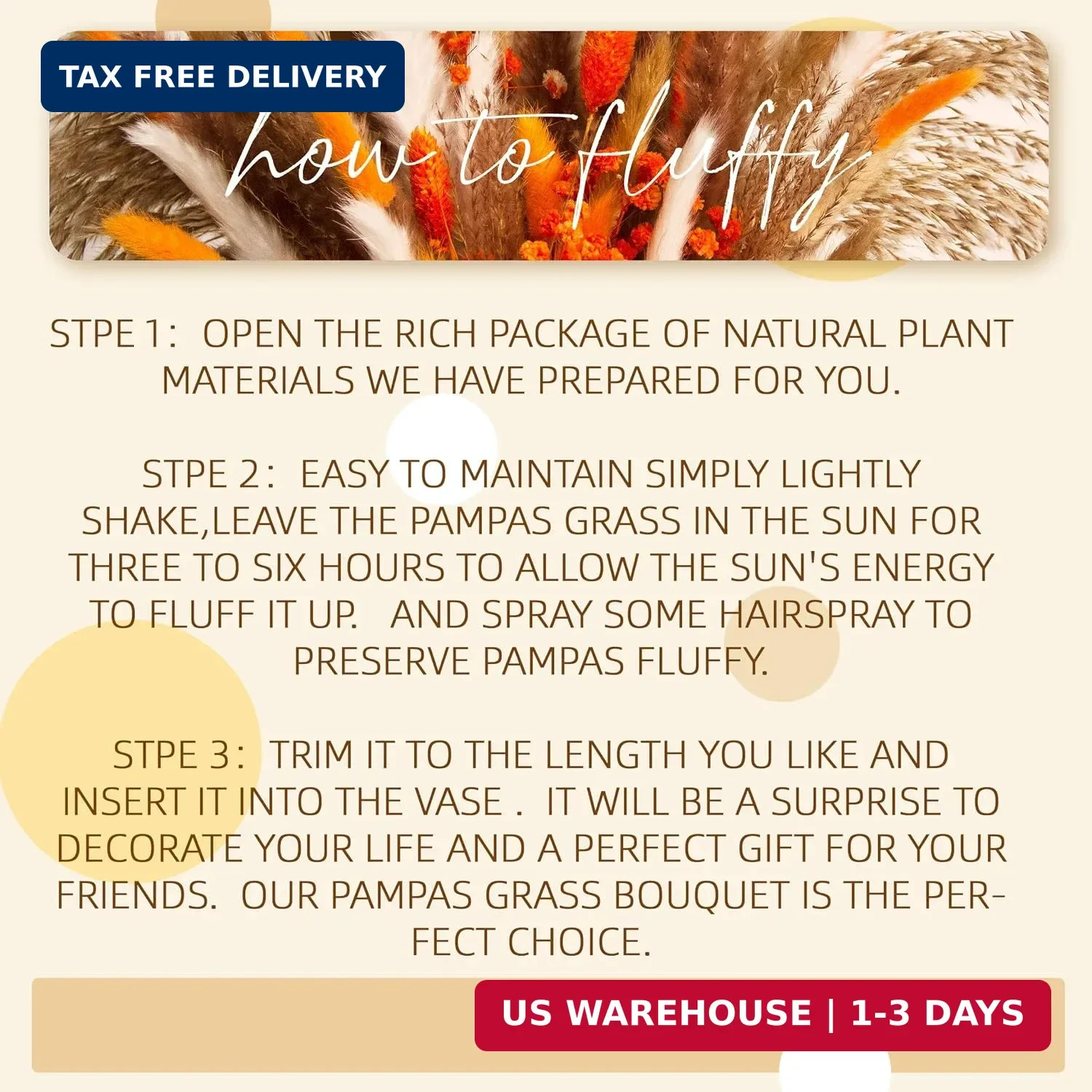 80PCS Orange Dried Pampas Grass Bouquet, 17 Inch, Bunny Tail Reed Grass & Eucaly