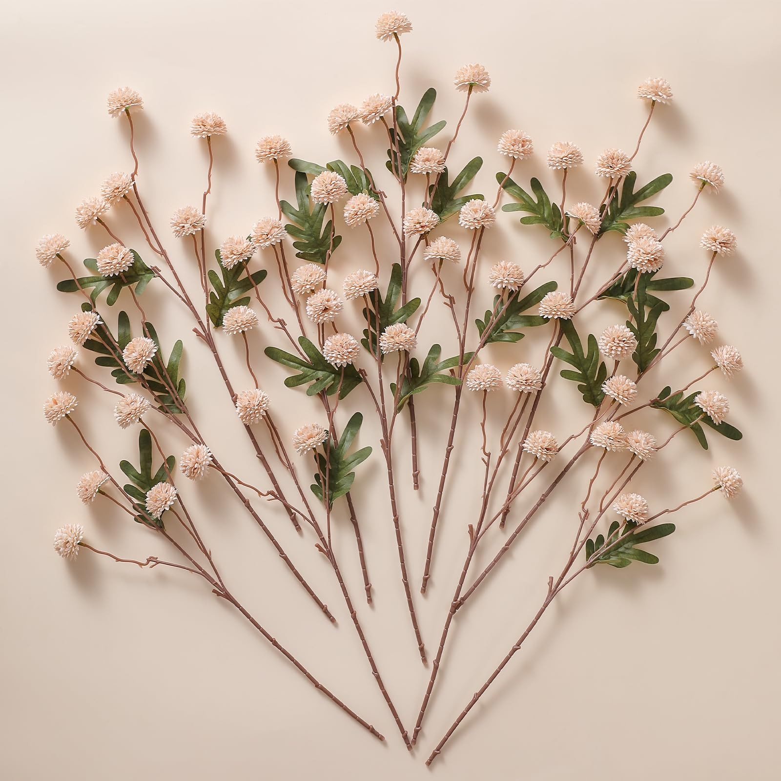 Artificial Pompon Mums Flowers, 12 Long Stems of Faux Kiku Mums, Fake Silk Fl…