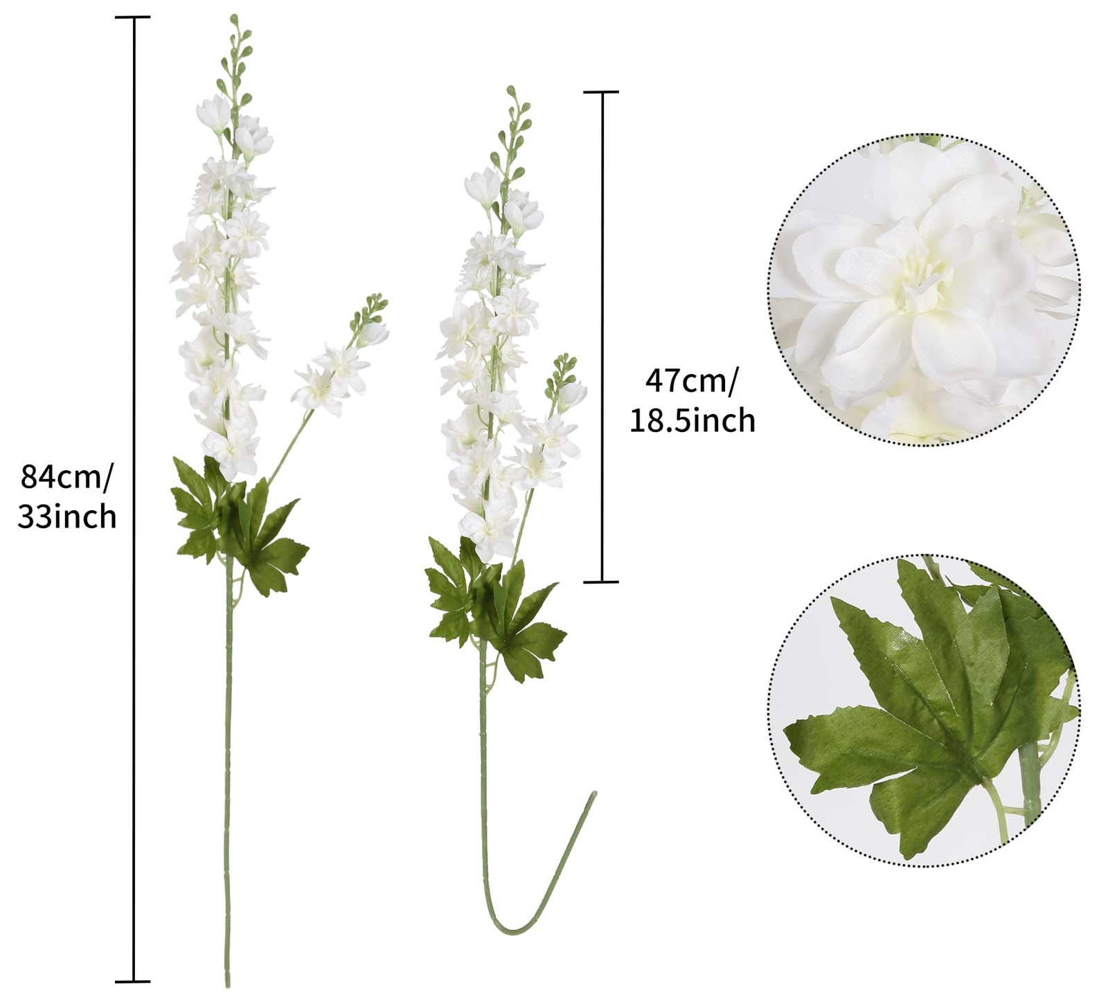 6PCS White Artificial Delphinium Flowers 33″ Long Stems White Flowers Larkspu…