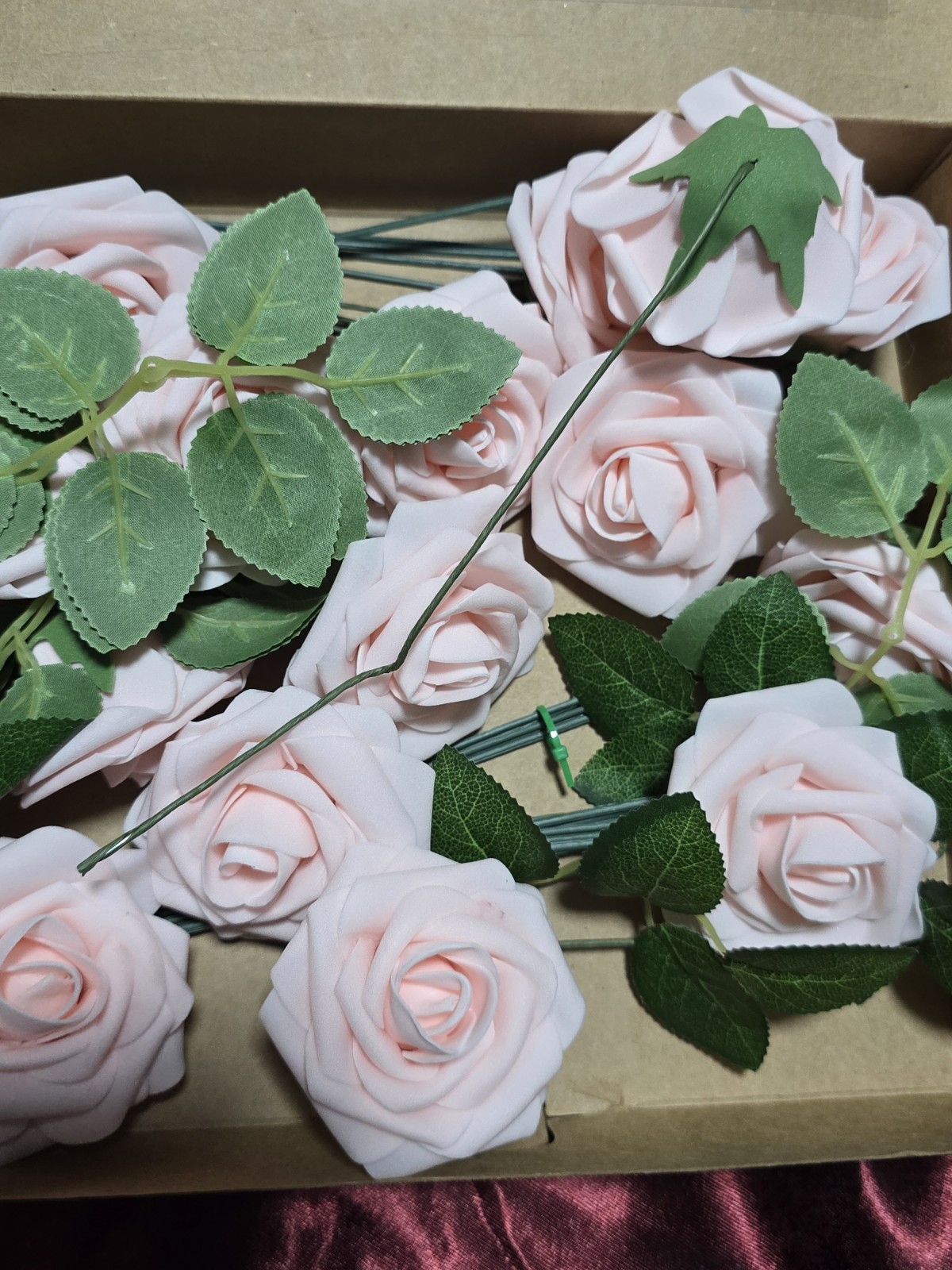 Artificial Foam Flowers Pink Roses with Stems for DIY Crafts Bouquets Vases