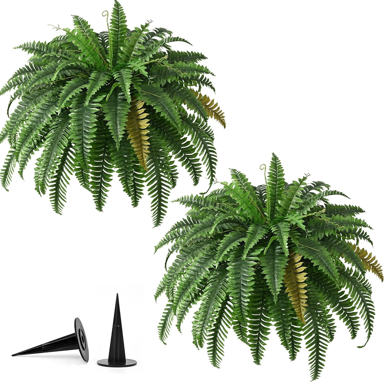 2PCS 45in Fake Ferns- Large Artificial Plants Outdoor, UV Resistant Artificial