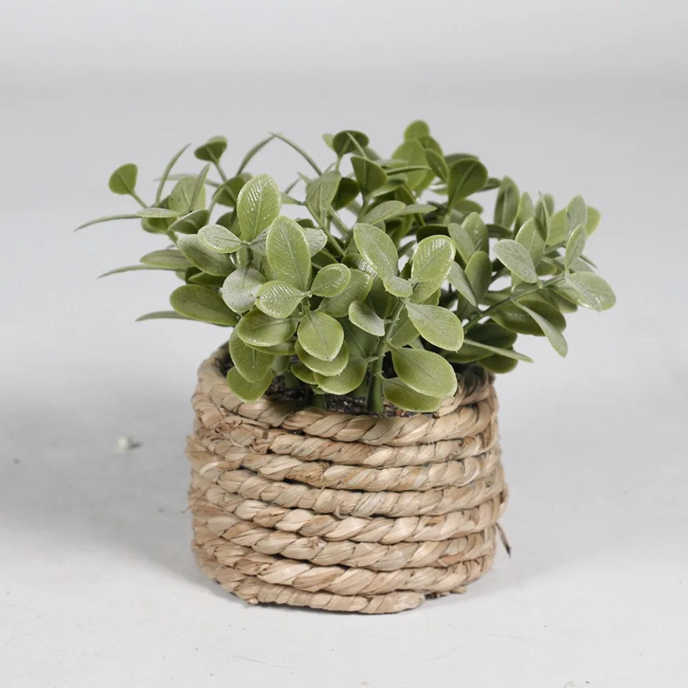 Green Artificial Potted Plant Eucalyptus Grass 11cm Artificial Plants Plastic