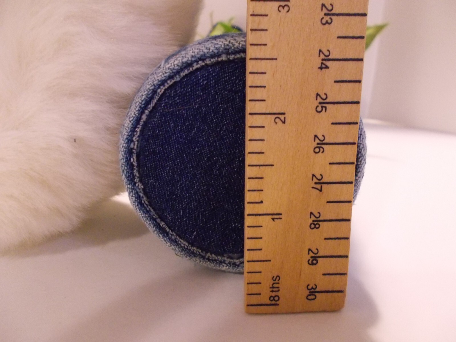 Handcrafted Denim 6 Rose Bouquet in Denim Seams Vase w Teddy Bear Upcycled Denim