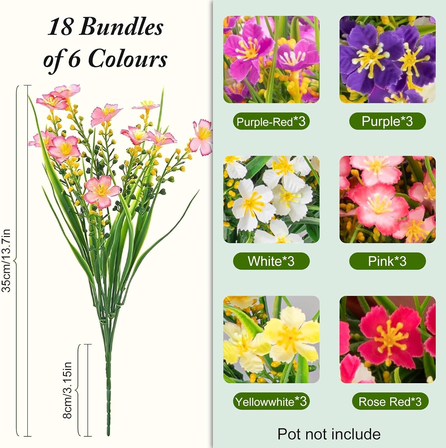 UV Resistant Artificial Flowers Outdoor Faux Wildflowers Summer Decor | Silk …