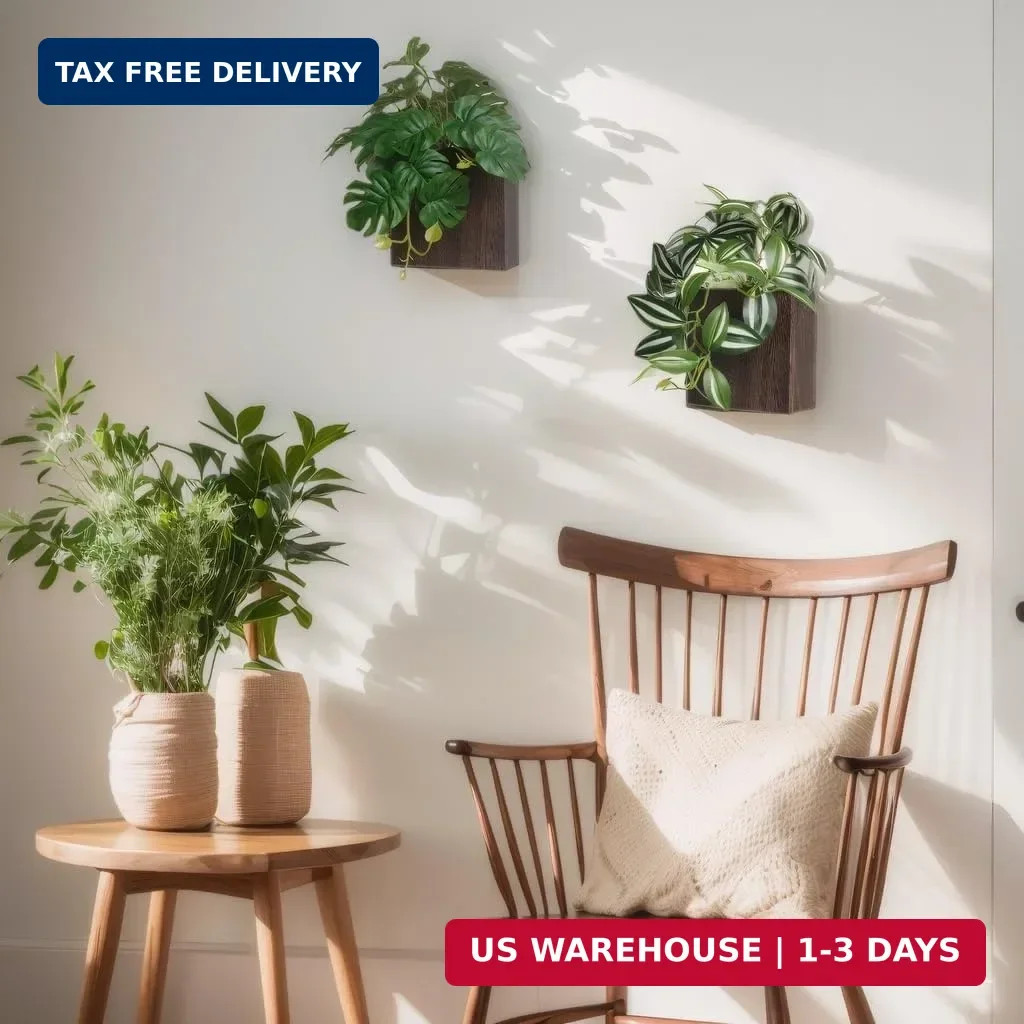 Wood Wall Planter Vase with Artificial Plants Wall Decor, Small Wall Plant Decor