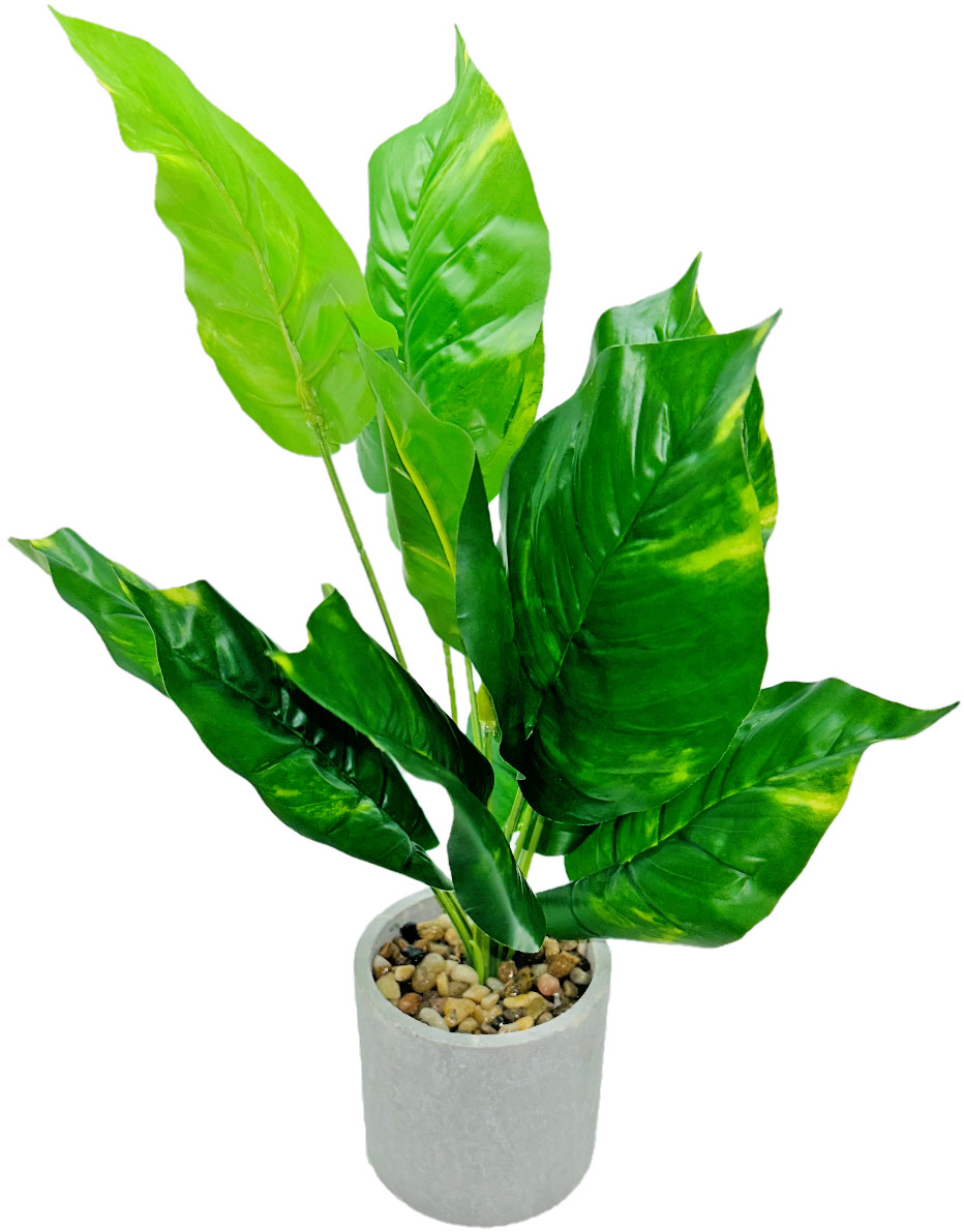 WUKOKU Fake Faux Plants Artificial Potted Office Home Kitchen Decor Taro Leaf