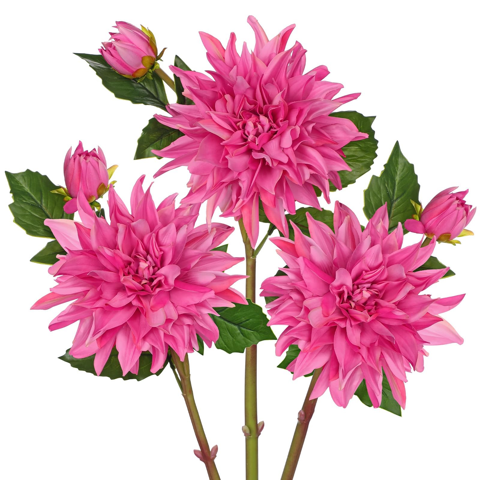 Artificial Dahlia Flowers – Set of 3 | 27.9″ Tall Real-Touch Silk Dahlia Stem…