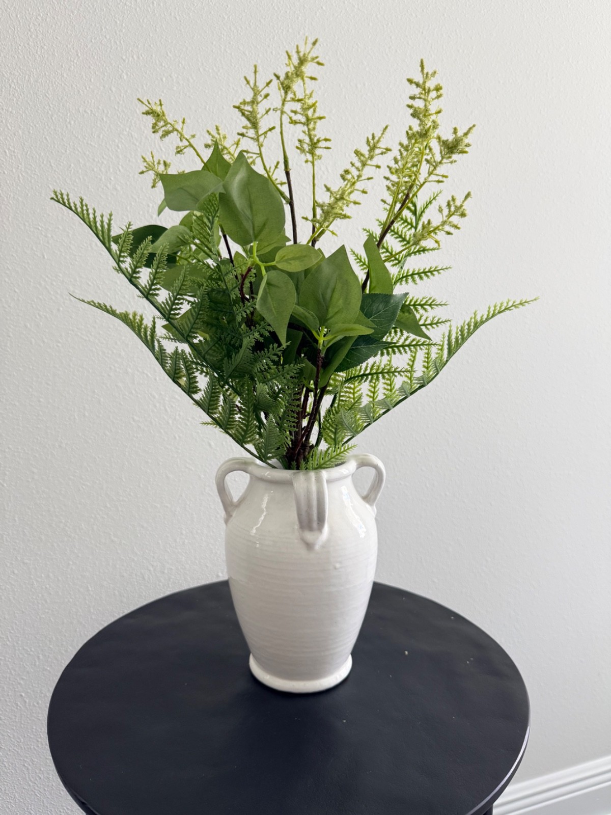 Pottery Barn Faux Wild Floral Bundle, 20″ Greenery With White Blossoms, New