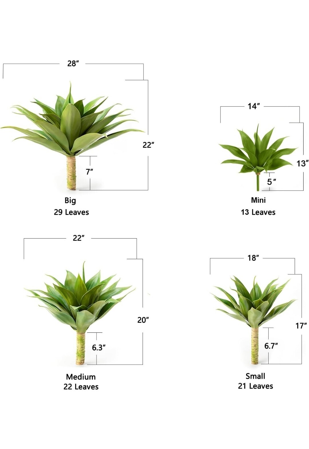 Velener Artificial Agave Succulent Plant 28 Inches Big Size