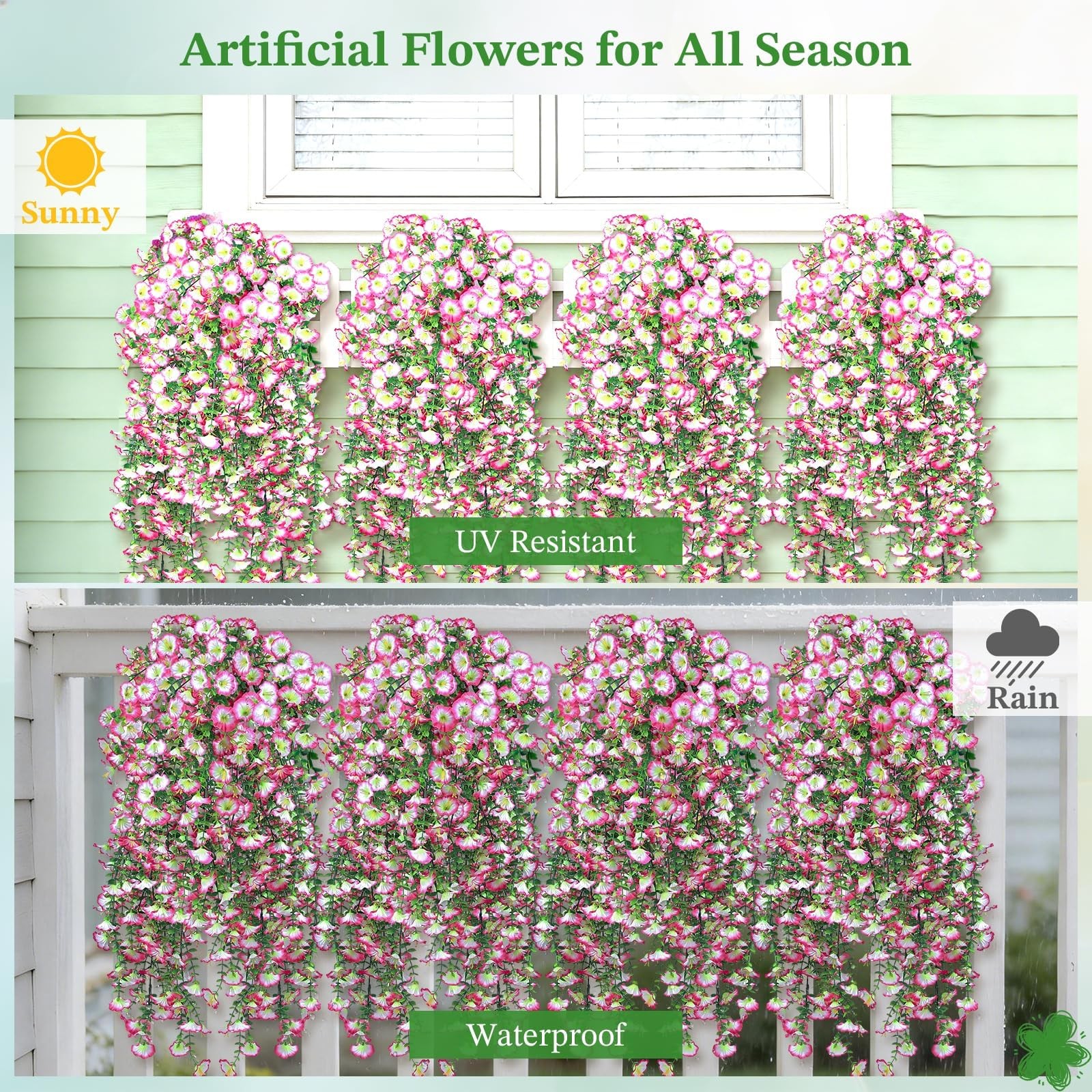 Artificial Flower for Outdoors, 6PCS Fake Artificial Morning Glory Flowers, U…