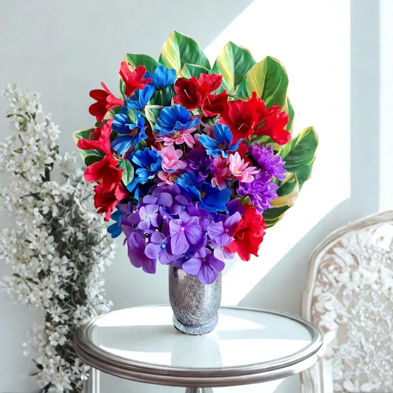 Tropical Floral Arrangement: Colorful Beach House Decor, Cute Table Centerpiece