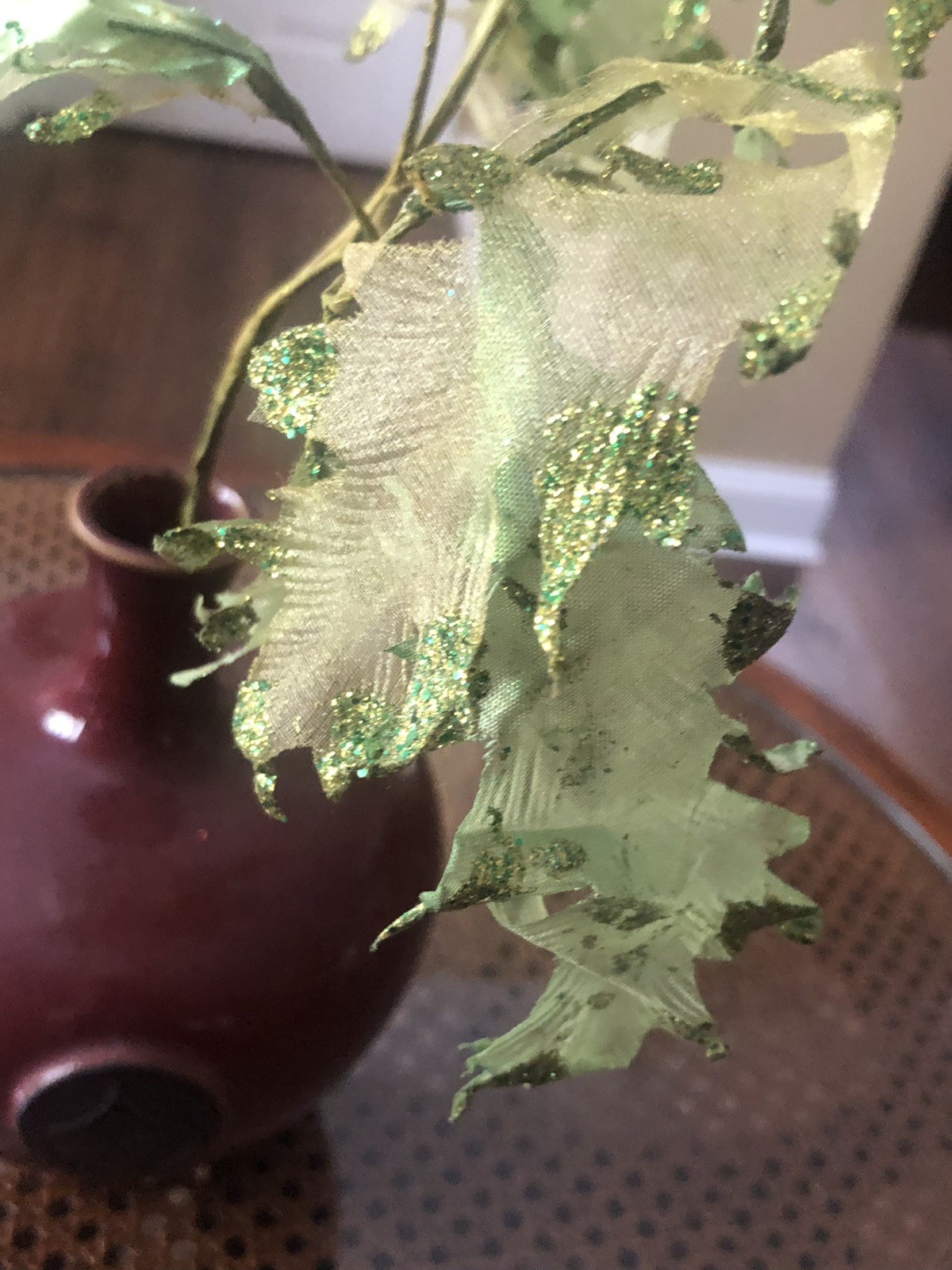 UNIQUE LIME AQUA IRIDESCENT SEAWEED WIRED SPRAY STEM VASE DECORATION