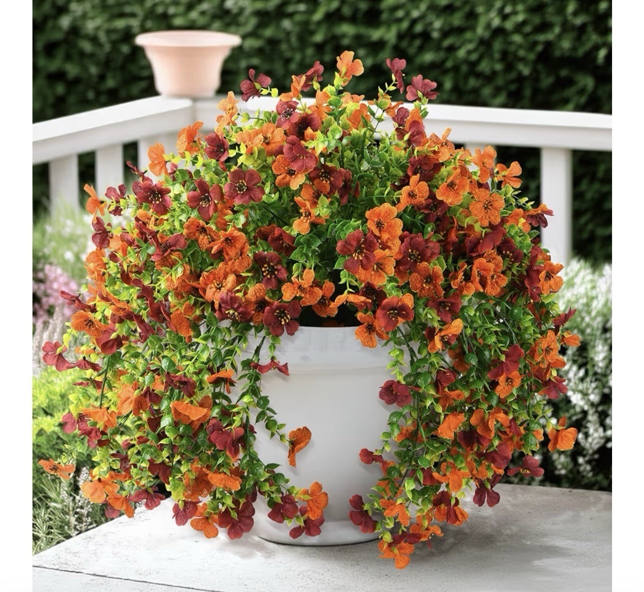 Artificial Hanging Flowers Plants for Outdoor Fall Decoration, 2PCS Faux Silk…
