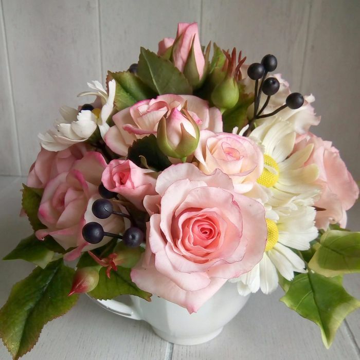 Cold PORCELAIN Handmade Flowers Home Decor Flower Arrangement Lifelike